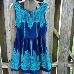 Up by ultra pink blue and turquoise dress